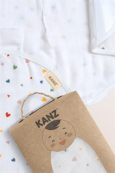 Newborn 100% Cotton Muslin Ready Swaddle with Velcro - Little Hearts