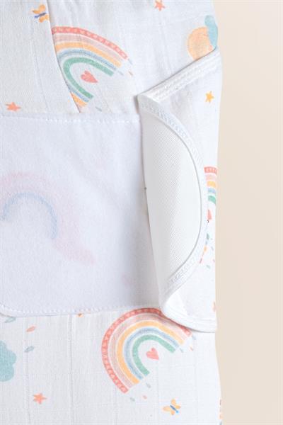 Newborn 100% Cotton Muslin Ready Swaddle with Velcro - Sweet Rainbow