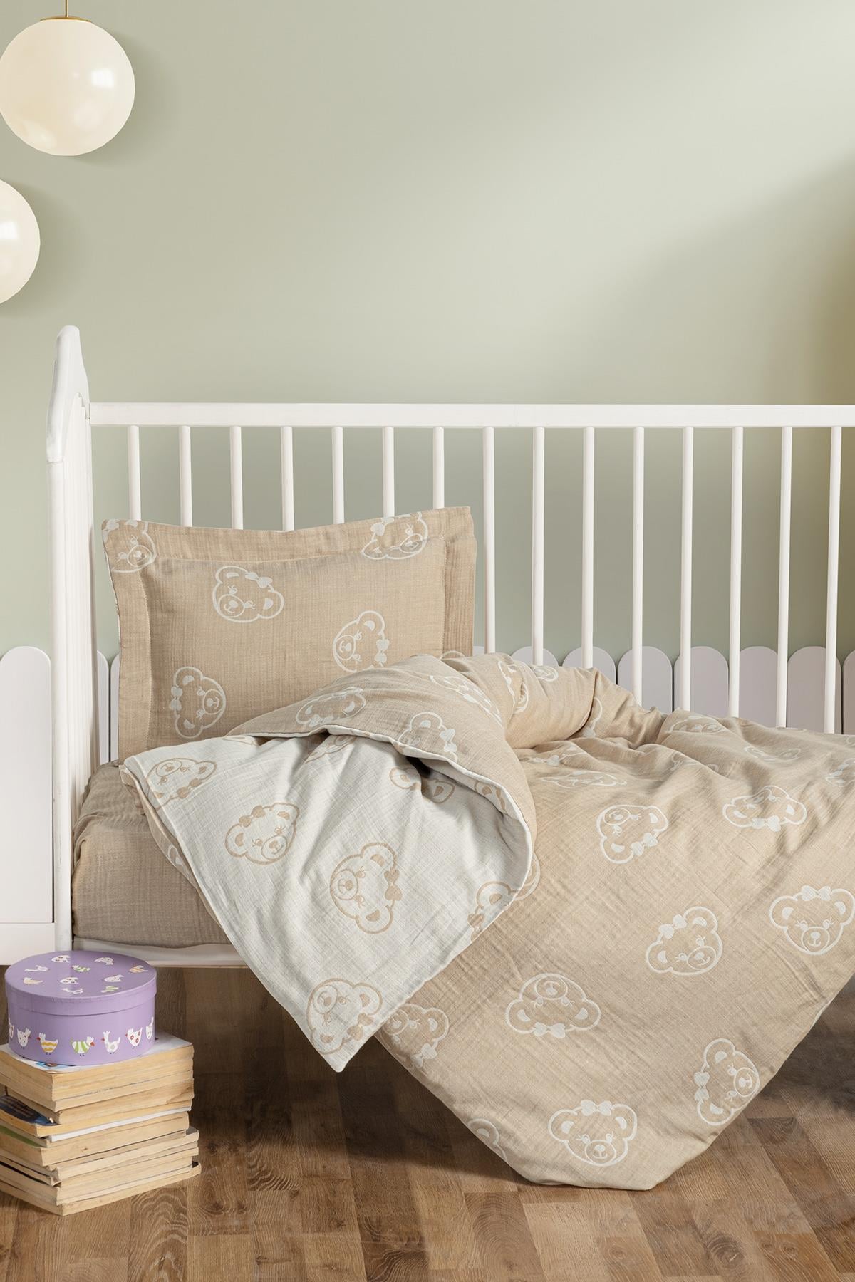 Baby Jacquard Muslin Duvet Cover Set - Bear Gold