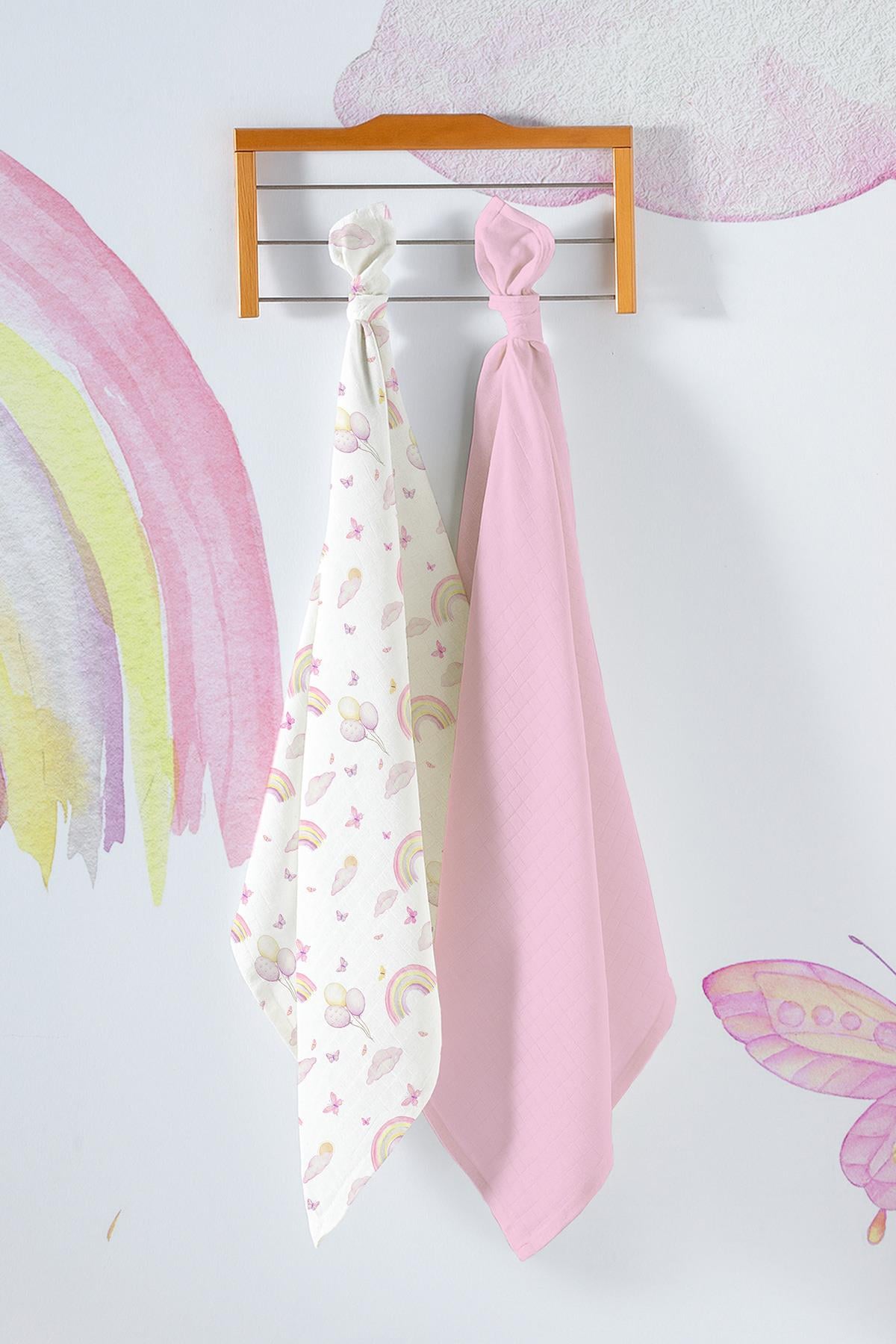 Çok Amaçlı Bebek Müslin Örtüsü 2'Li Set - Soft Rainbow