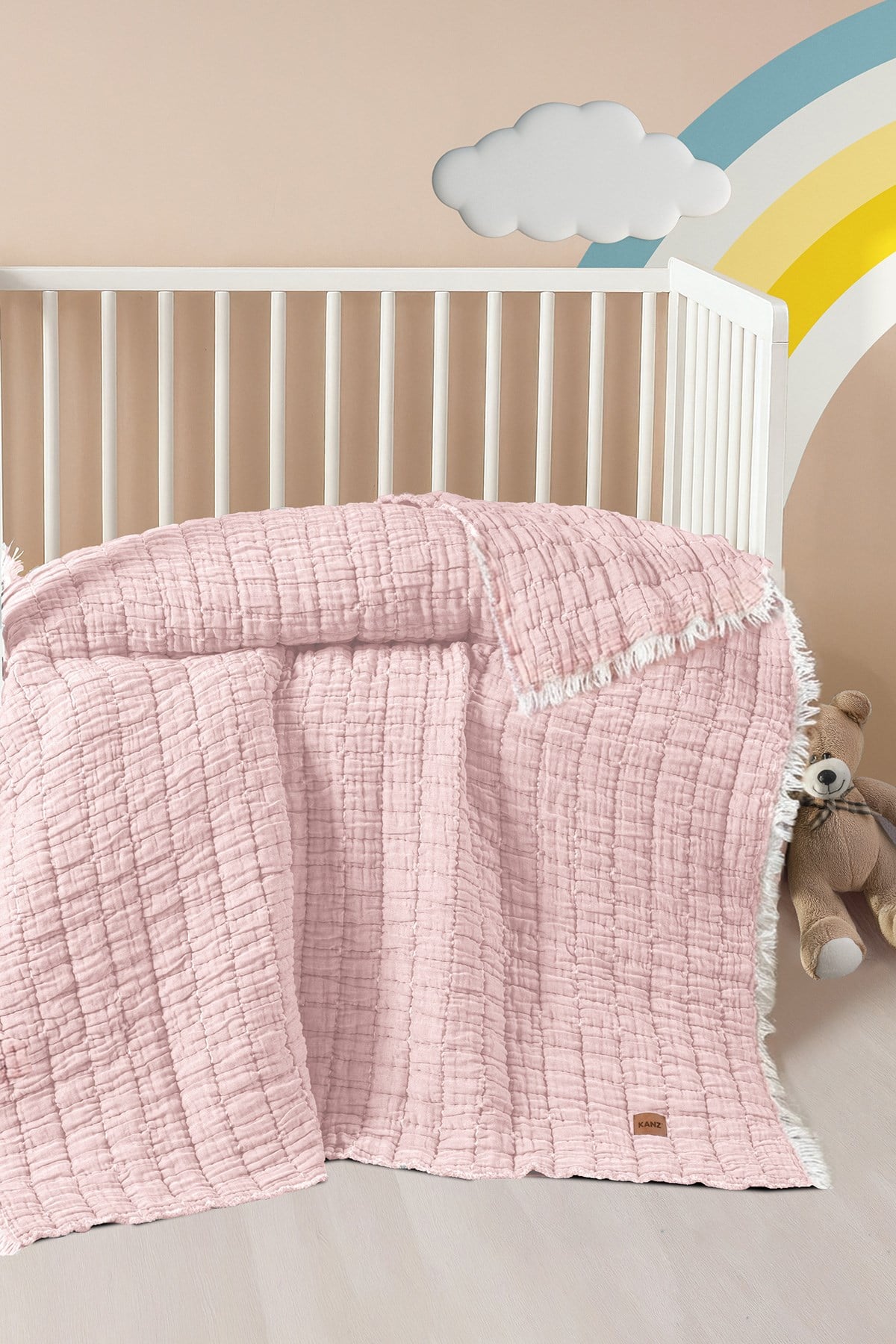 Light Müslin Bebek Yorganı 115x125 cm - Pudra