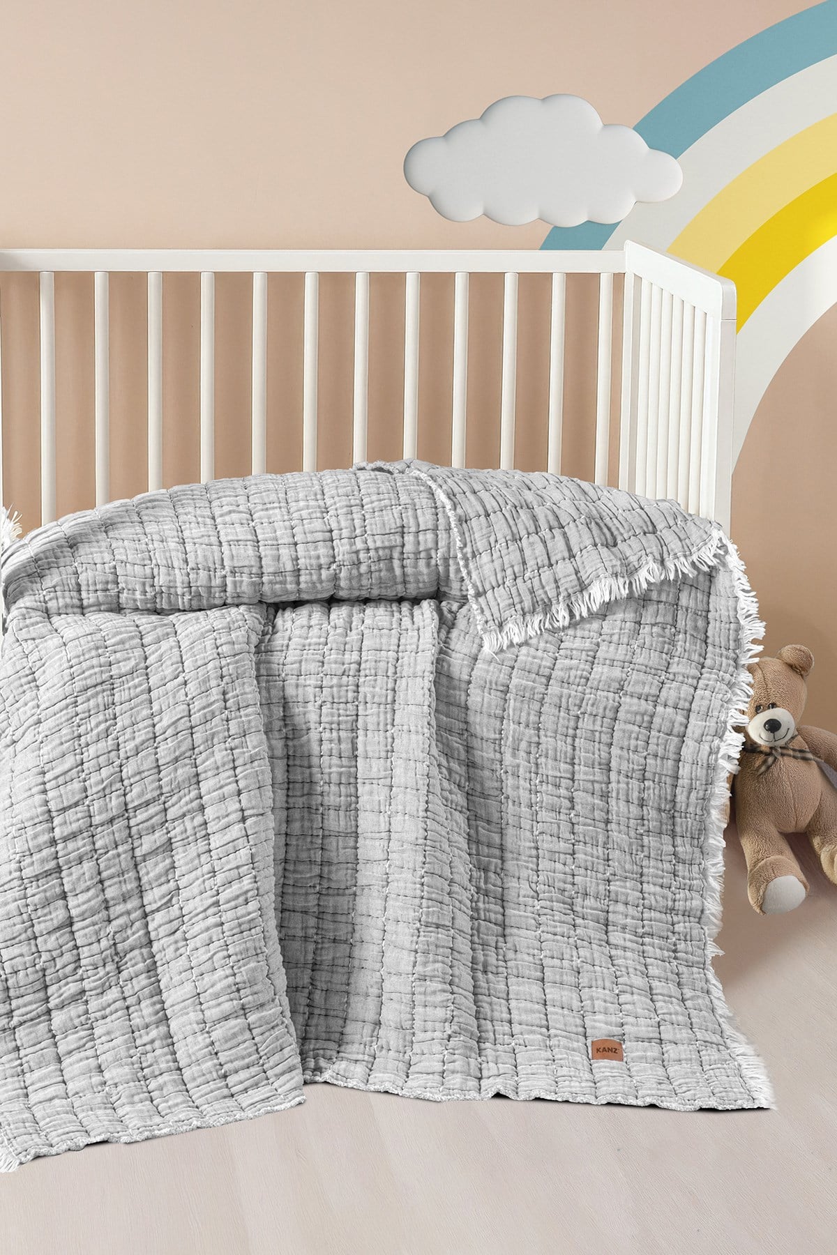 Light Müslin Bebek Yorganı 115x125 cm - Gri
