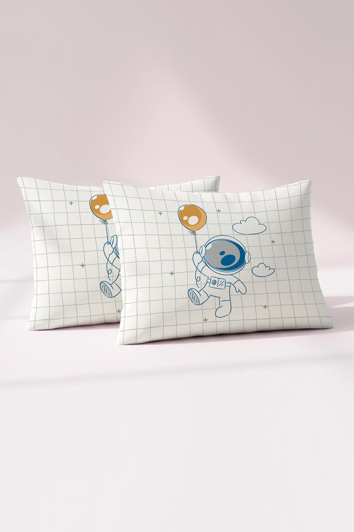 Ranforce %100 Pamuk Bebek Yastık Kılıfı 2'li Set 35x45 cm - Space A