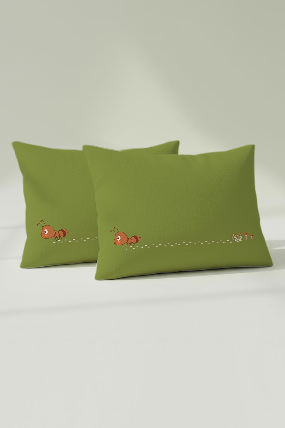 Ranforce %100 Pamuk Bebek Yastık Kılıfı 2'li Set 35x45 cm - Tiny Ant B