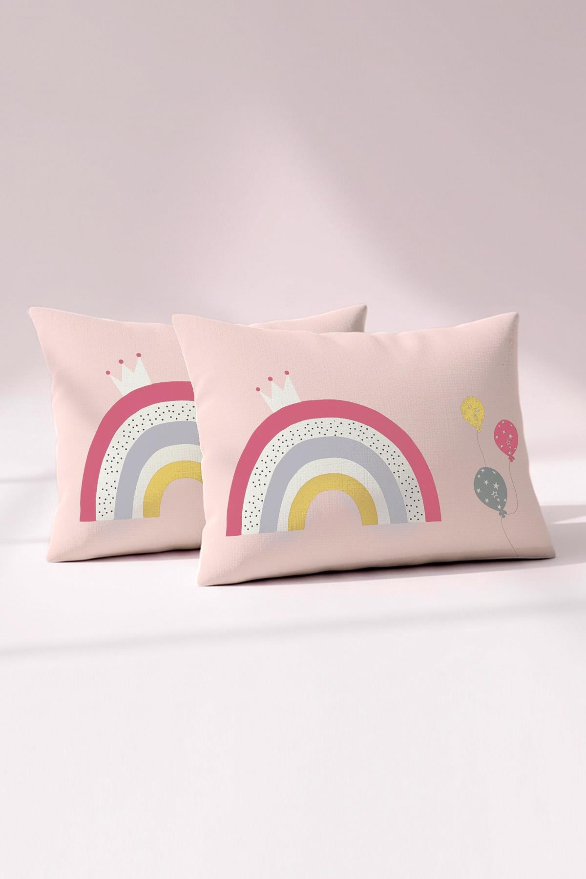 Ranforce %100 Pamuk Bebek Yastık Kılıfı 2'li Set 35x45 cm - Rainbow B