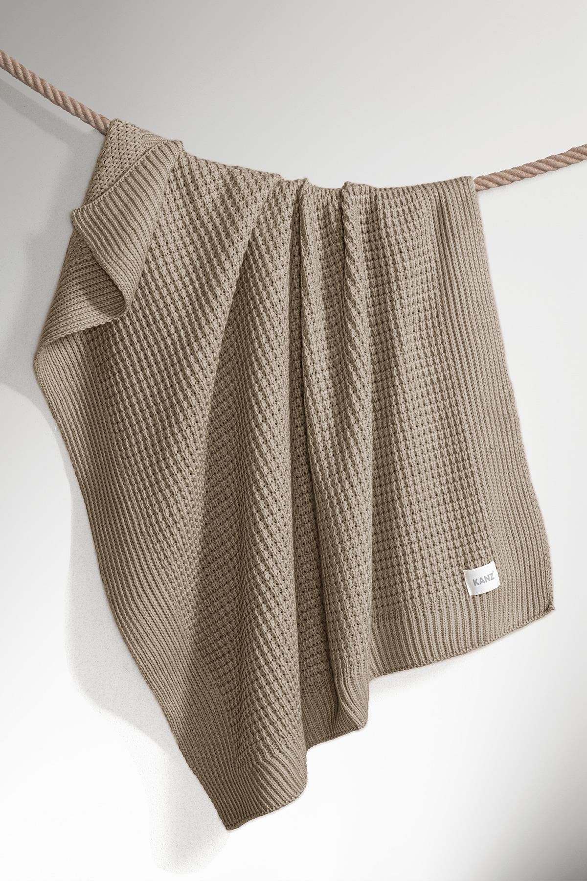 Knitted Baby Blanket - Beige