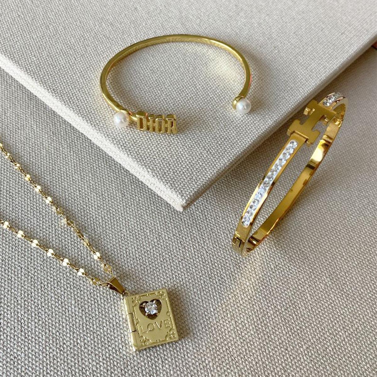 2li Kelepçe Gold Kolye Set