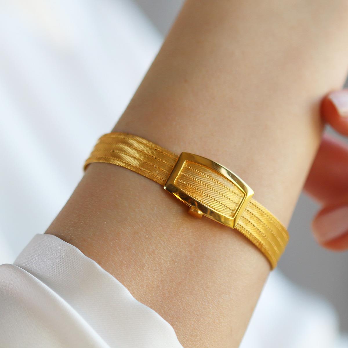 5 Sıra Hasır Gold Kaplama Gümüş Trabzon Kelepçe