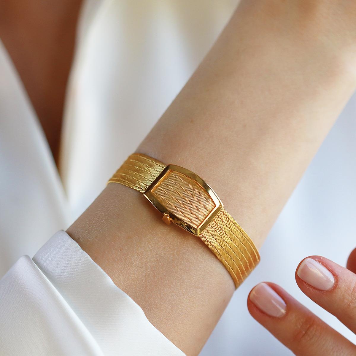 7 Sıra Hasır Gold Kaplama Gümüş Trabzon Kelepçe