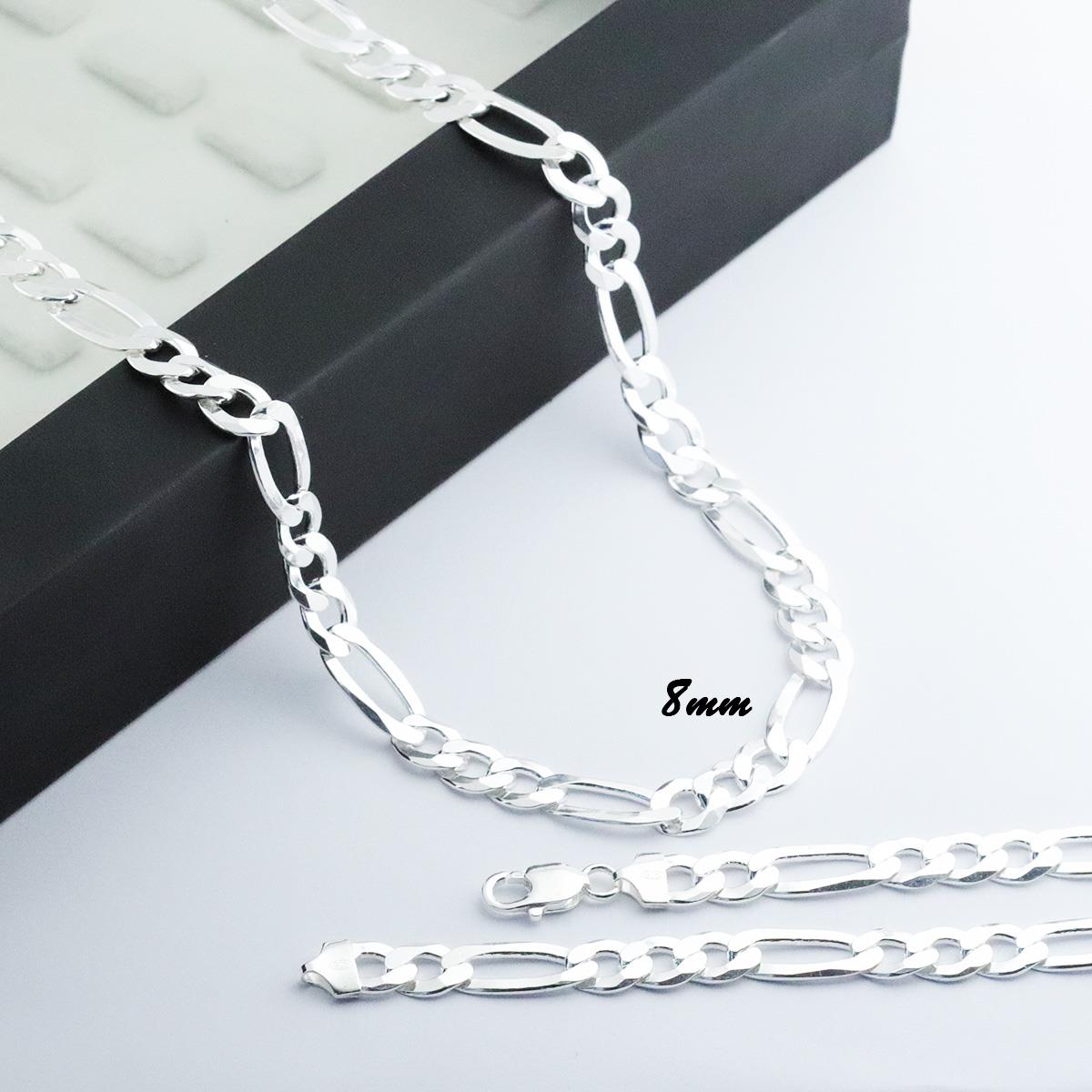 8 mm Figaro Gümüş Zincir Kolye