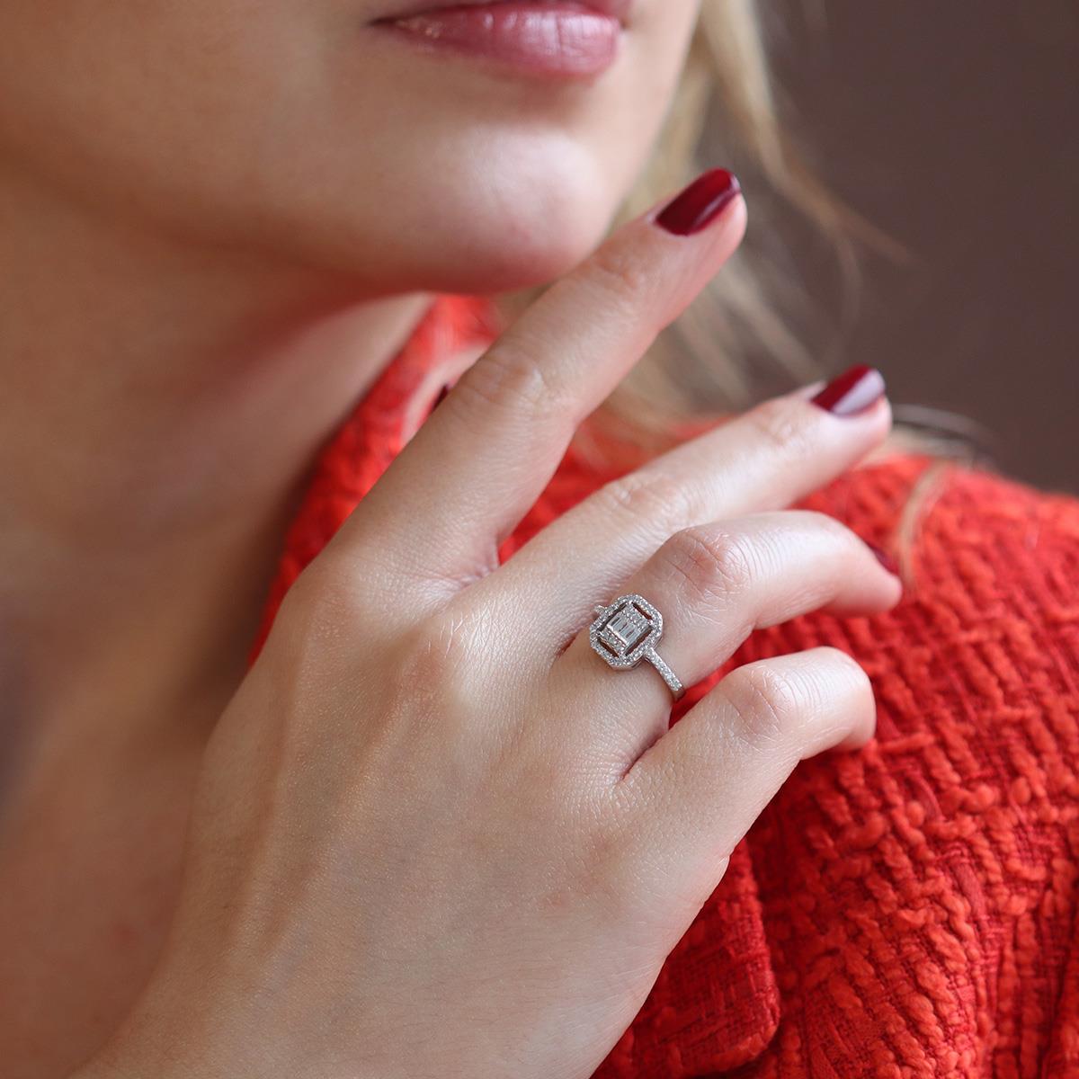 Baget Kesim Oval Starlight Diamond Gümüş Yüzük