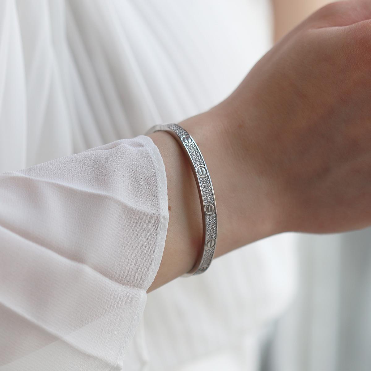 Crtr Modeli Zirkon Taşlı Gümüş Kelepçe