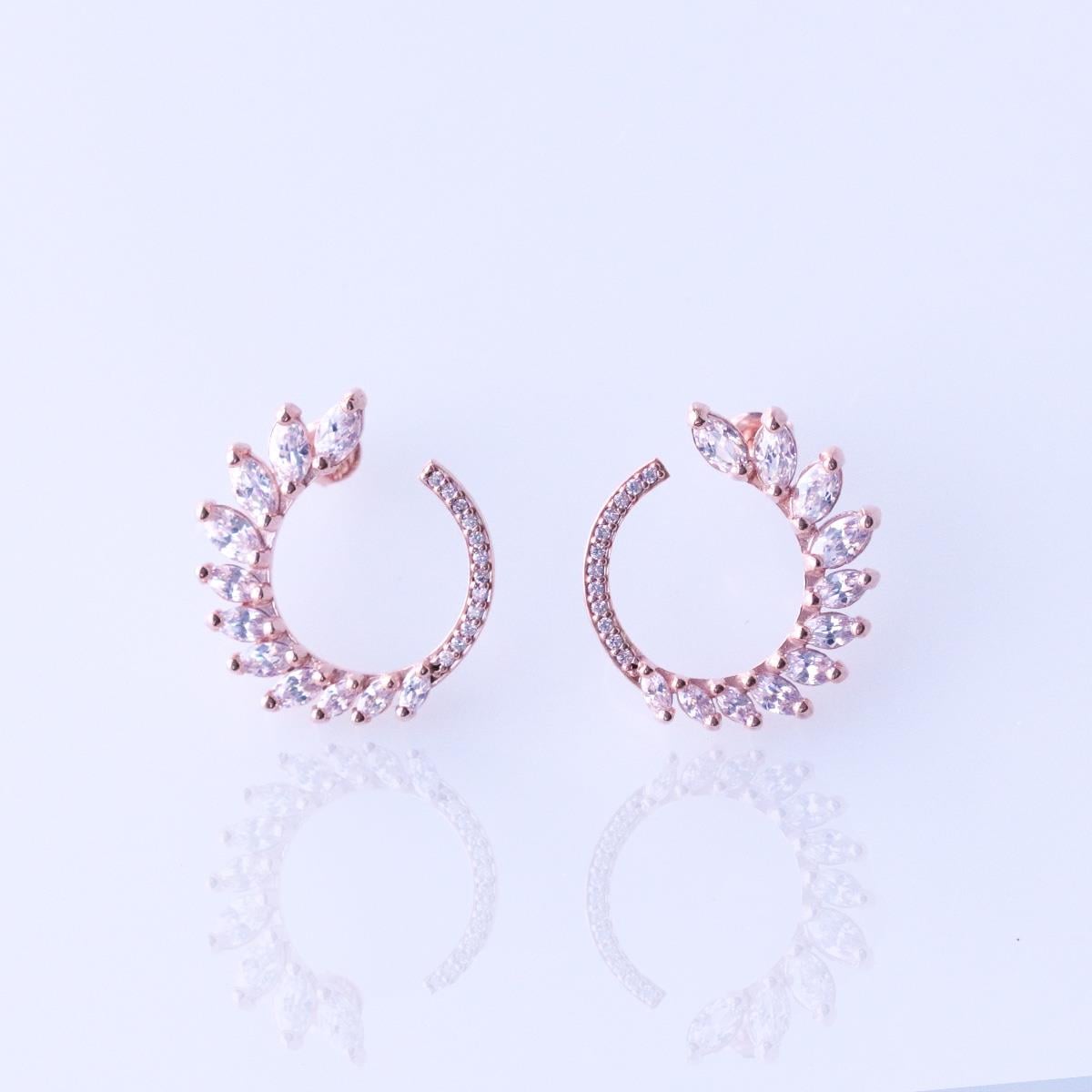 Damla Tasarım Rose Gold Kaplama Gümüş Küpe