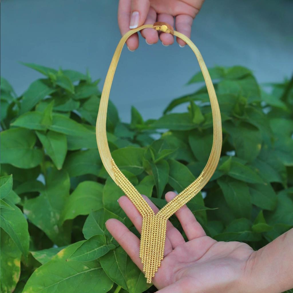 Dorika 925 Ayar Gümüş Gold Kaplama Trabzon Gerdanlık