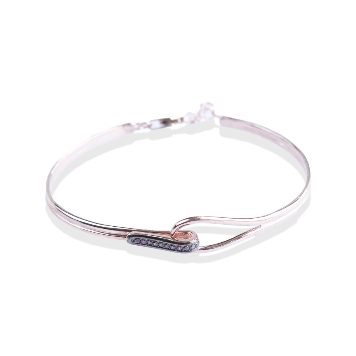 Düğüm Taşlı  Rose Gold Kaplama Gümüş Bileklik