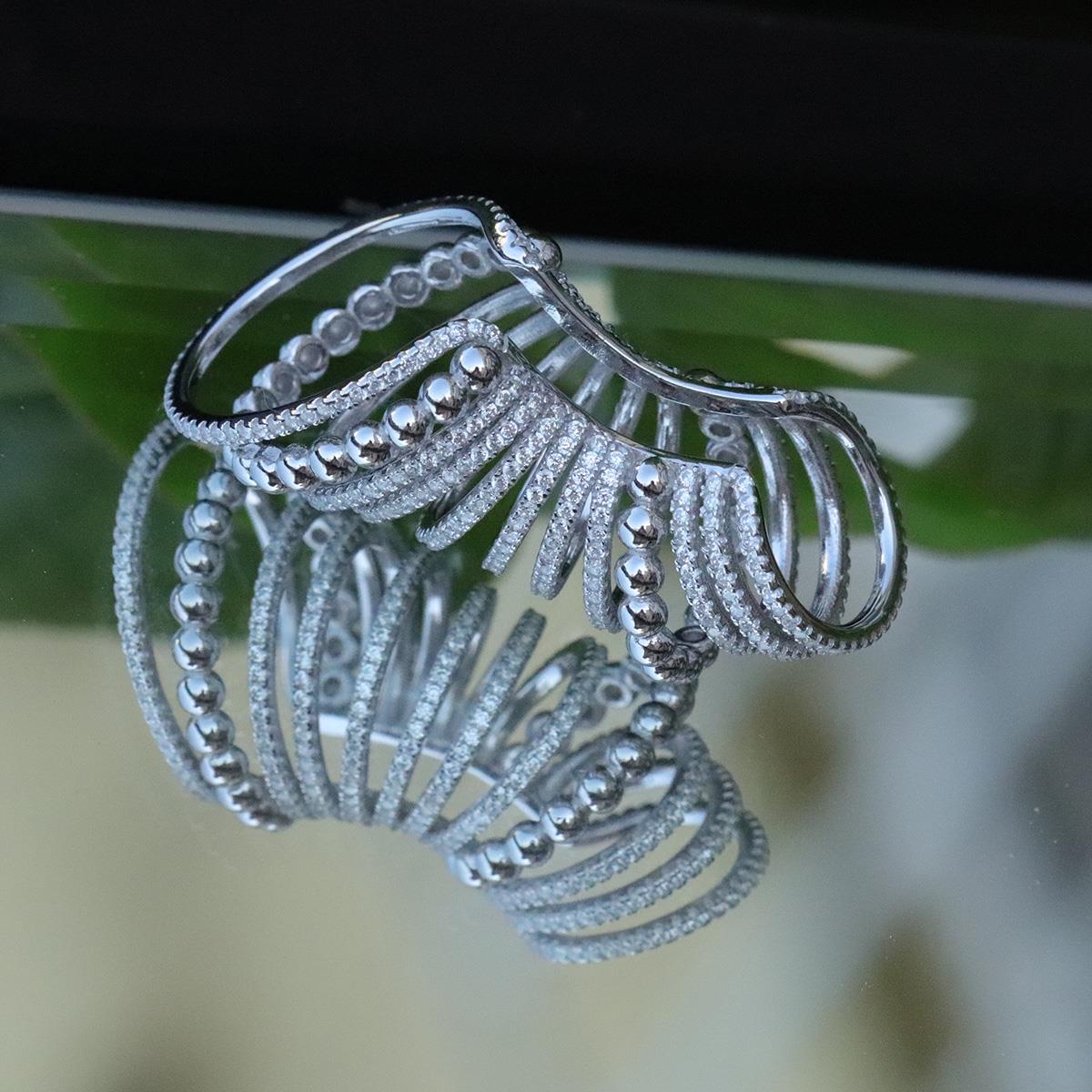 Ear Cuff Zirkon Taşlı Rodyum Kaplama Gümüş Küpe