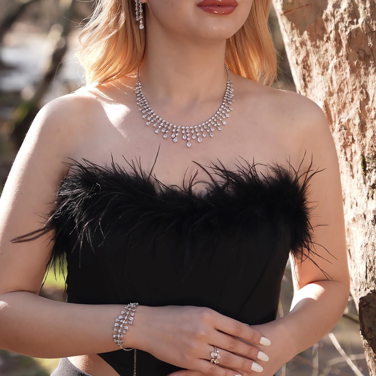 Elegant Zirkon Taşlı Gümüş Set