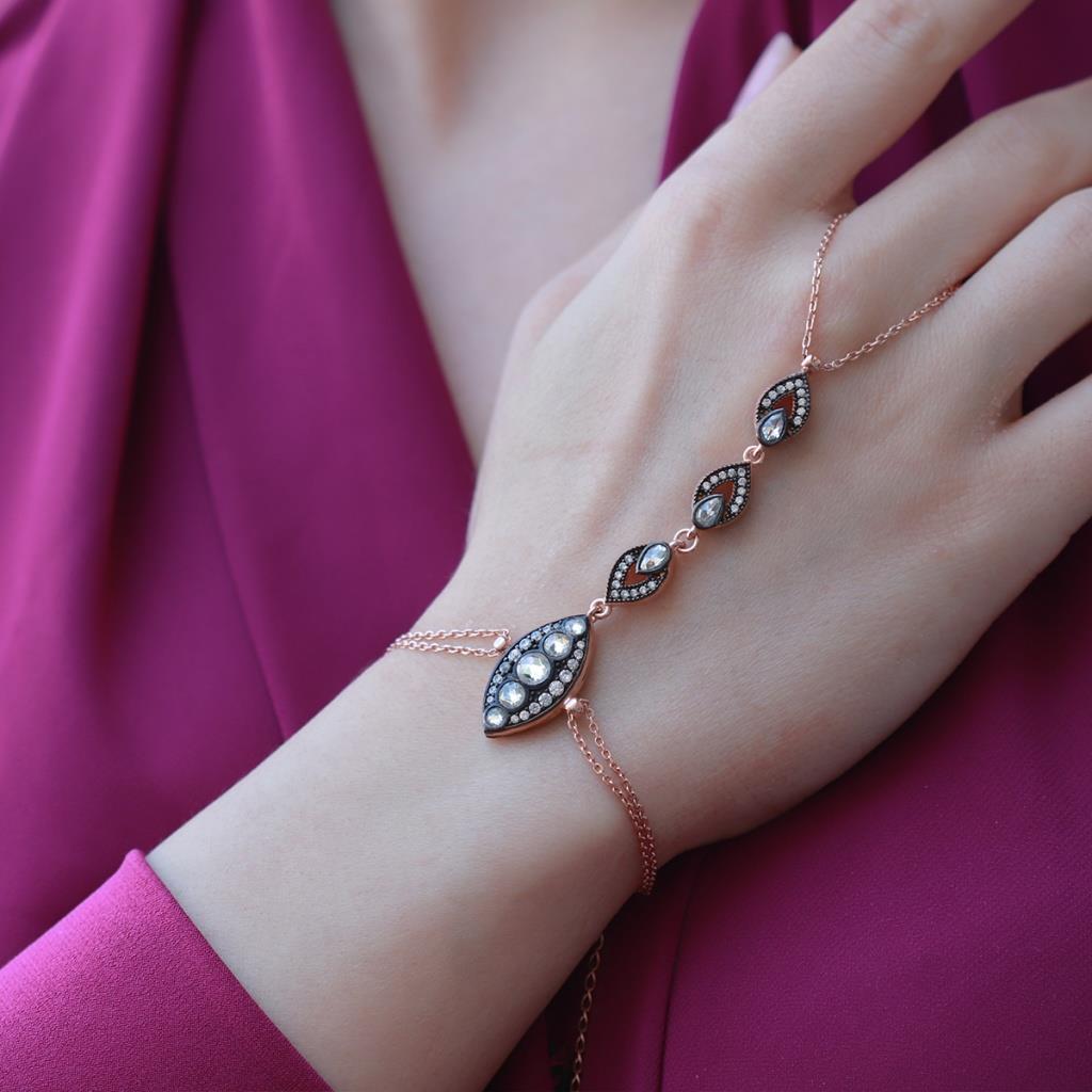 Elmas Montür Mekik Model Rose Gold Kaplama Gümüş Şahmeran