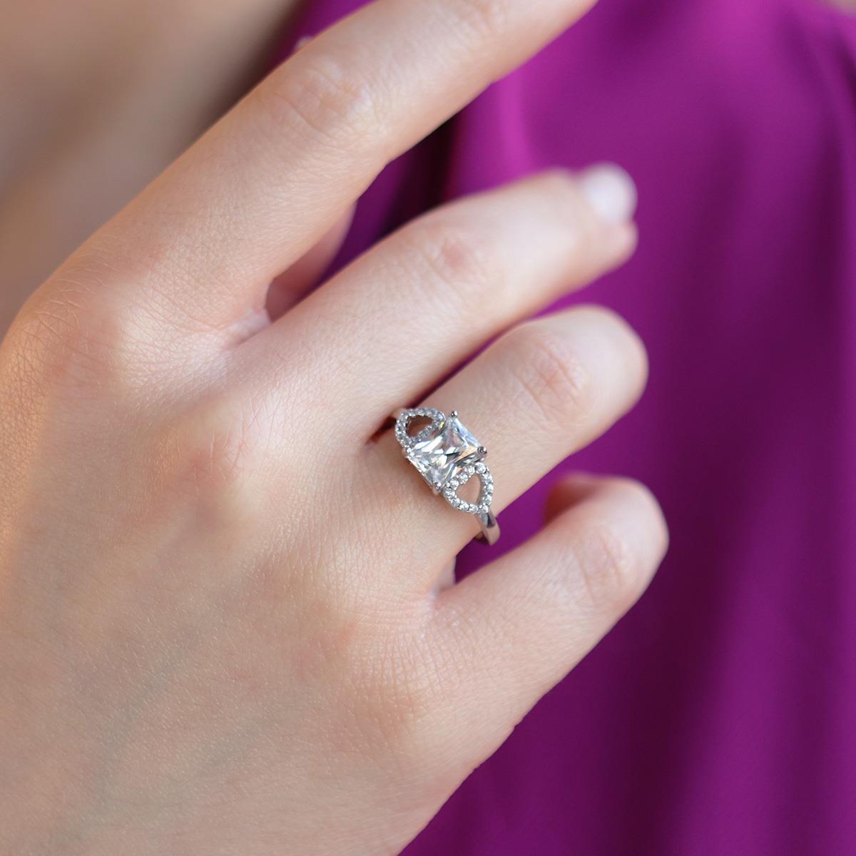Emerald Kesim 925 Ayar Sky Diamond Gümüş Yüzük