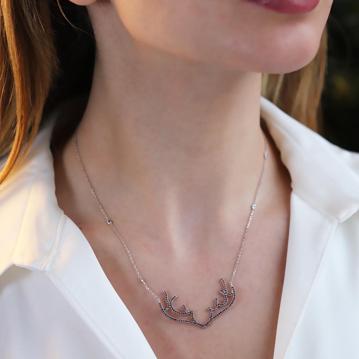 Geyik Model Gümüş Kolye