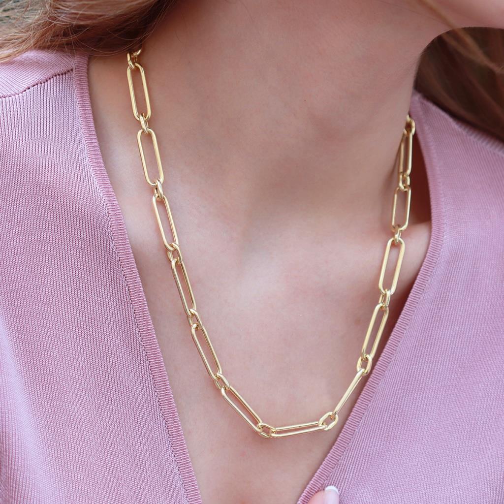 Gold Kaplama Trend Geçme Zincir Gümüş Kolye
