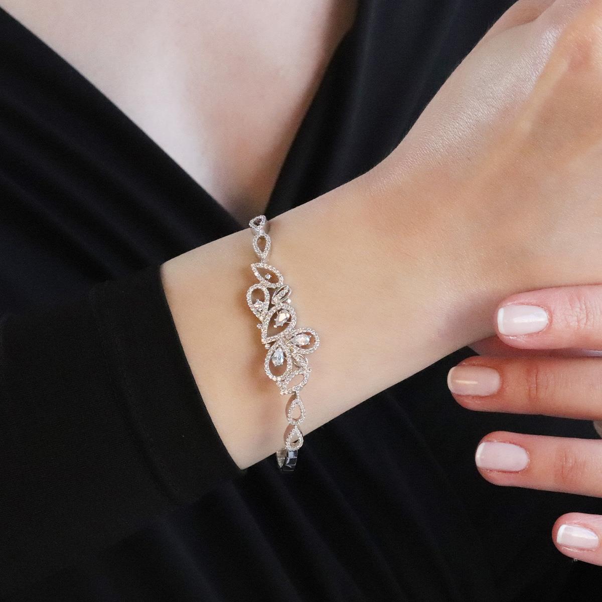 İkon Modeli Zirkon Taşlı Gümüş Gerdanlık Set