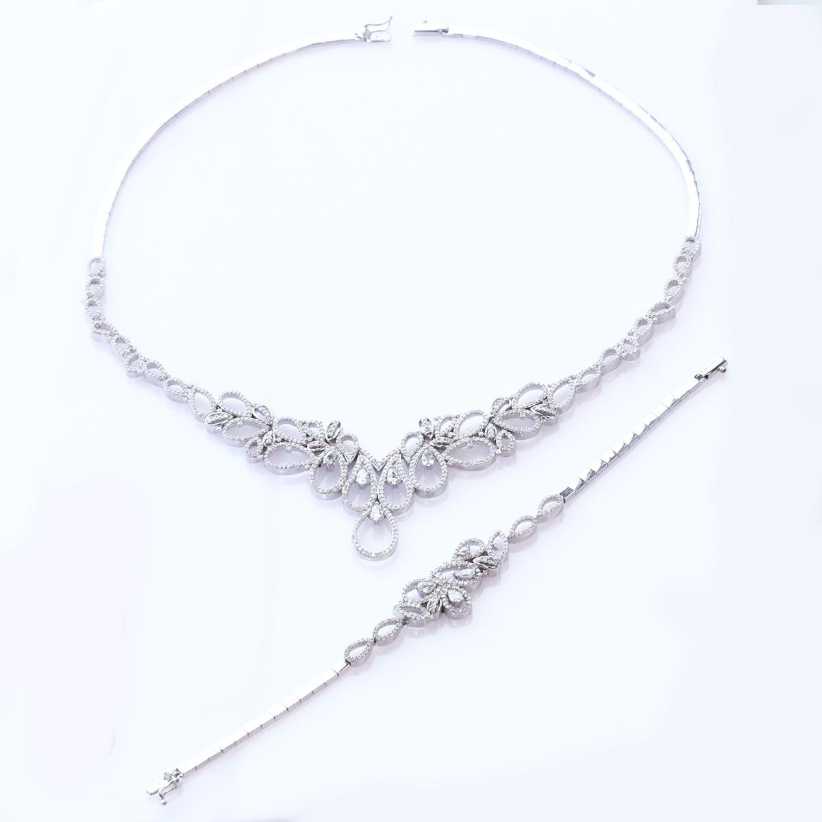 İkon Modeli Zirkon Taşlı Gümüş Gerdanlık Set