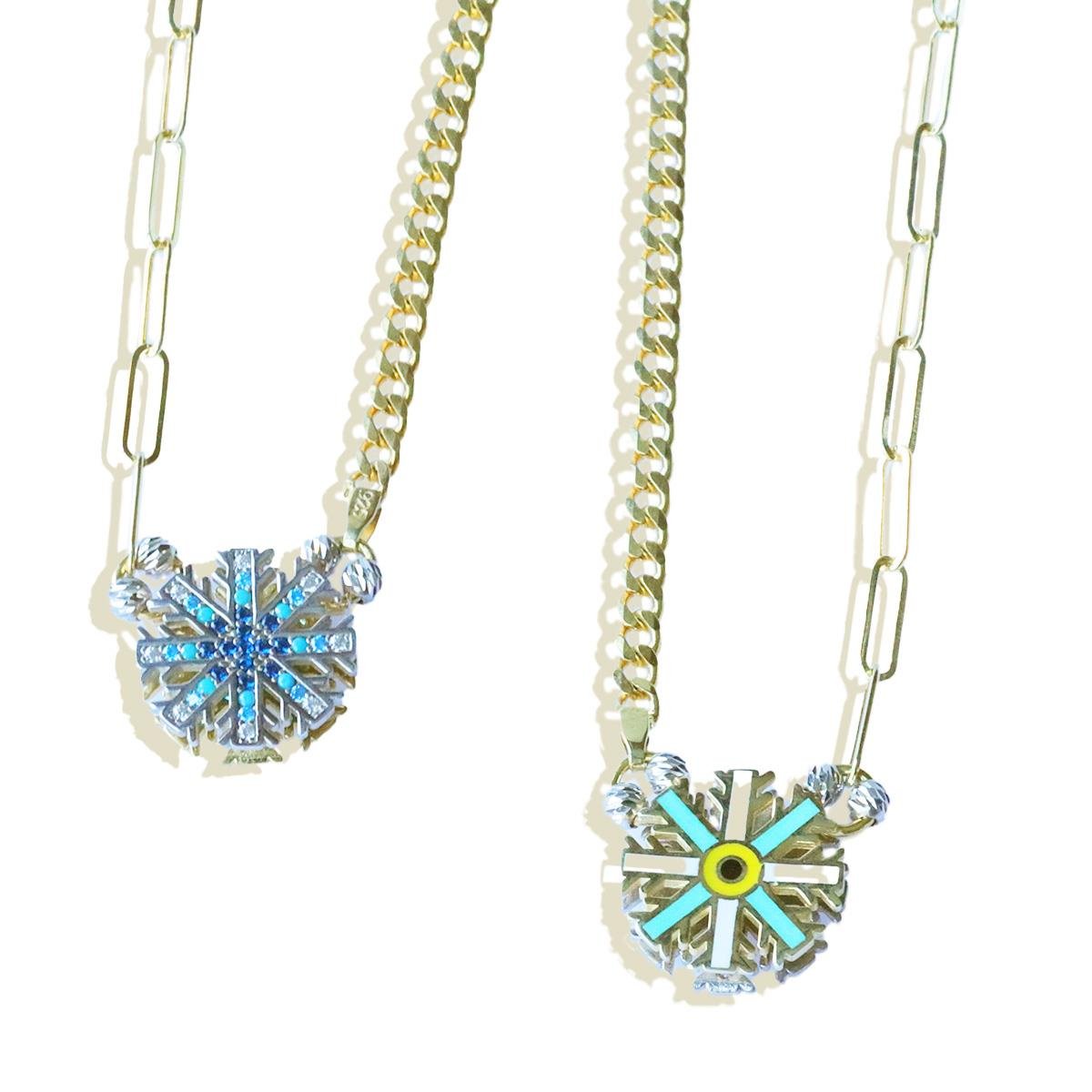 Kar Tanesi Çift Taraflı Gümüş Kolye