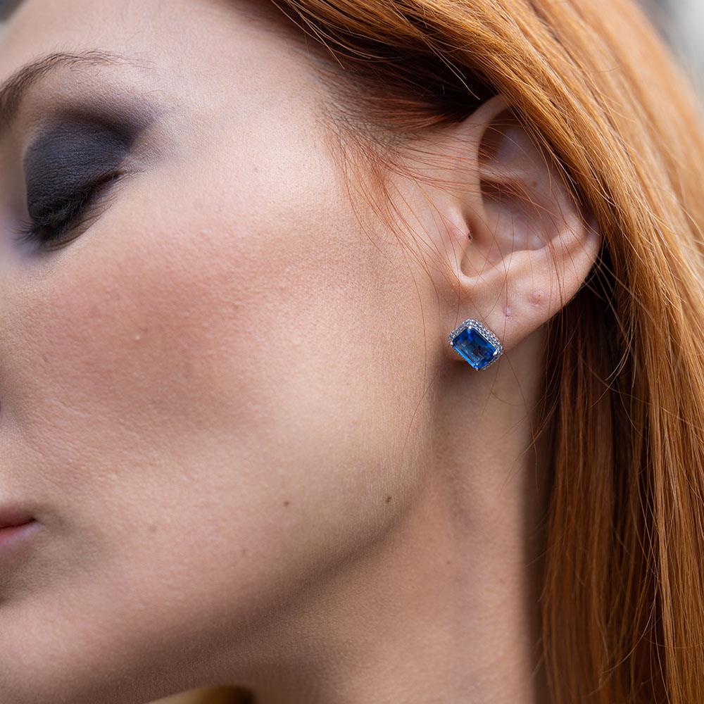 Kök Safir Taşlı 925 Ayar Gümüş Pırlanta Montür Takım