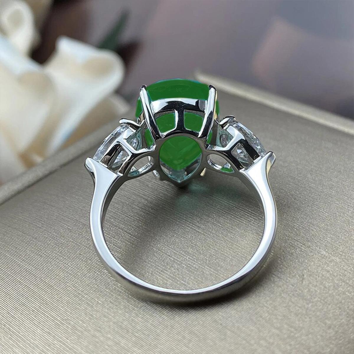 Koyu Paraiba Taşlı Damla Modeli Gümüş Yüzük