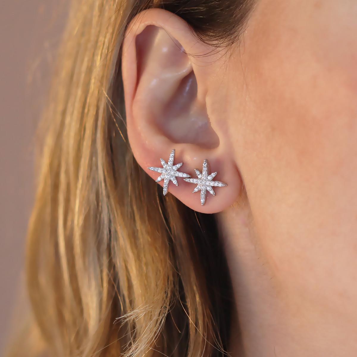 Kutup Yıldızı Gümüş Küpe