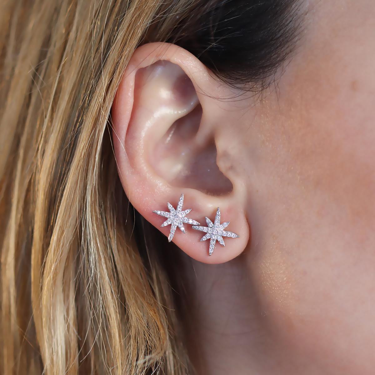 Kutup Yıldızı Gümüş Küpe