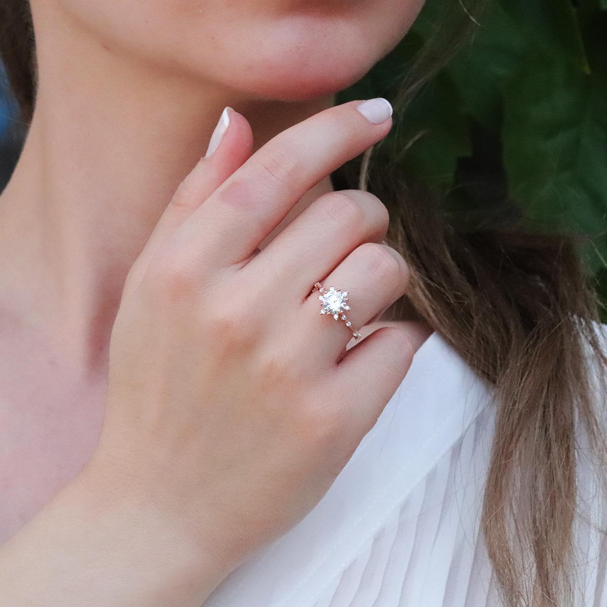 Lotus Çiçeği Rose Gold Kaplama Gümüş Yüzük