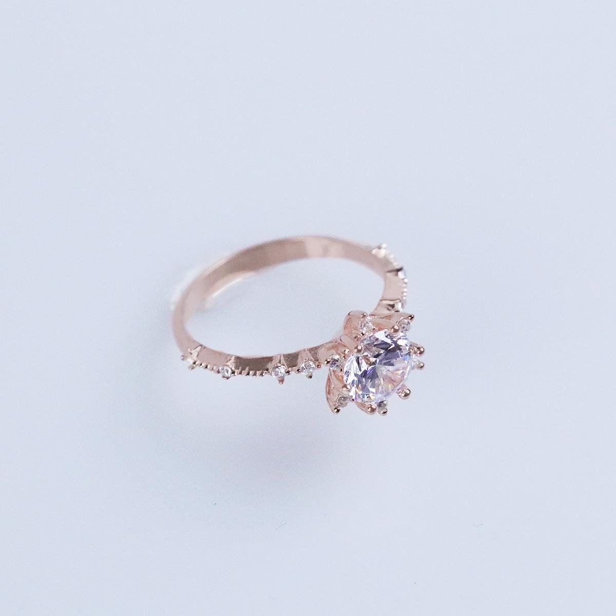 Lotus Çiçeği Rose Gold Kaplama Gümüş Yüzük