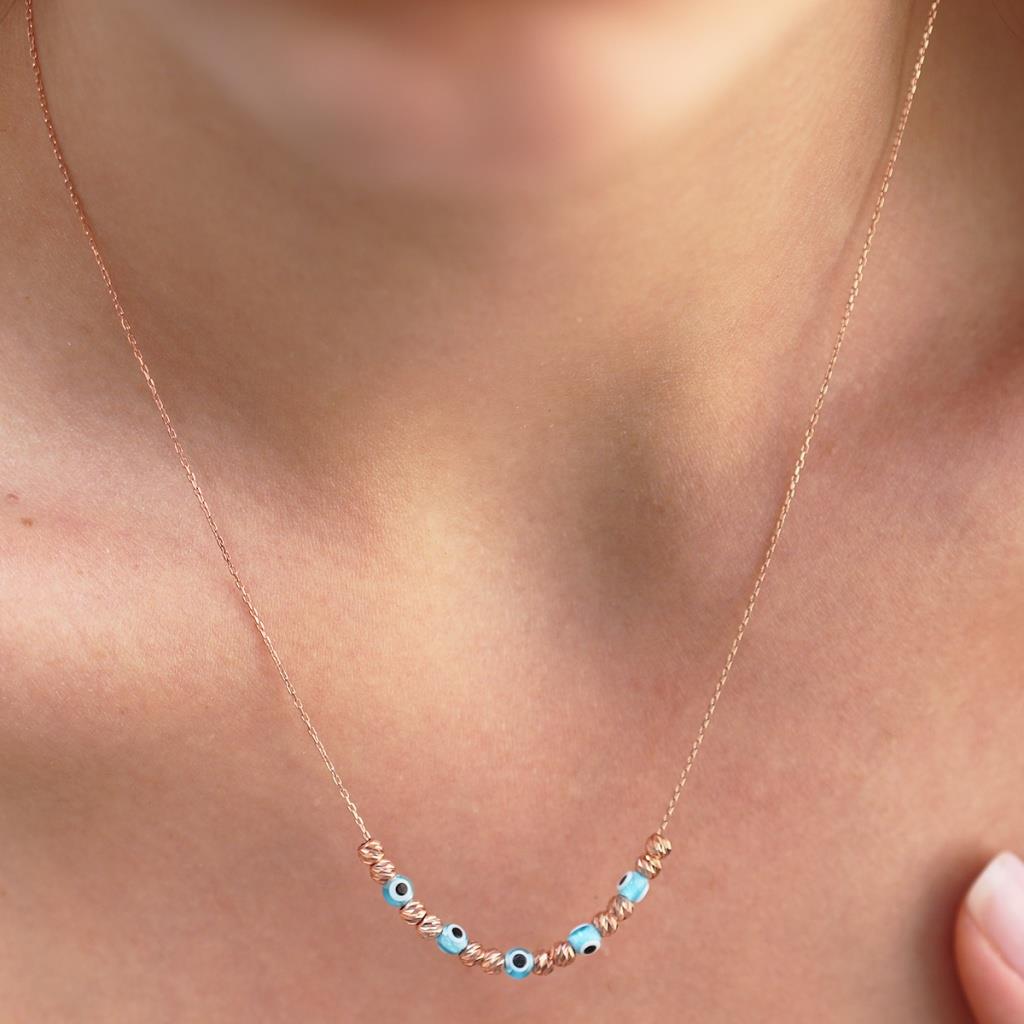 Nazar Boncuklu Dorika Gümüş Kolye