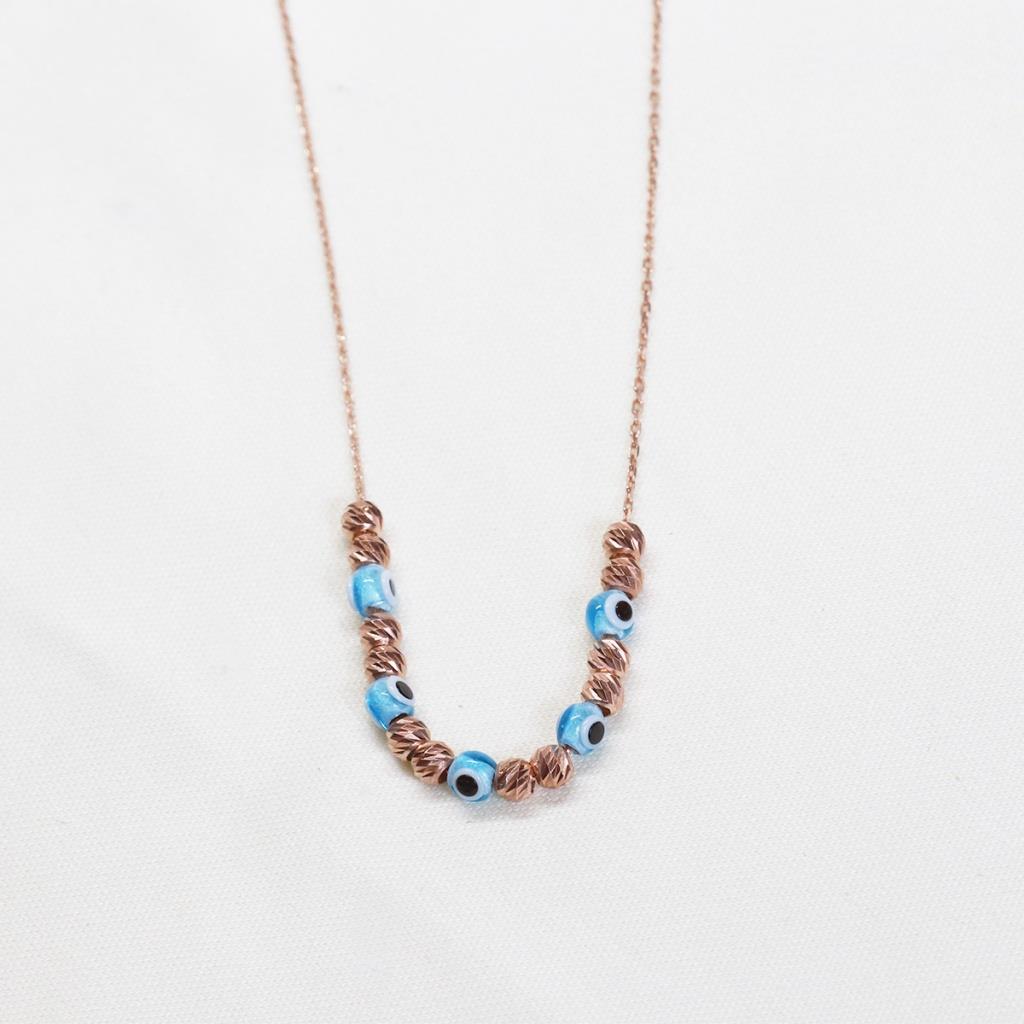 Nazar Boncuklu Dorika Gümüş Kolye