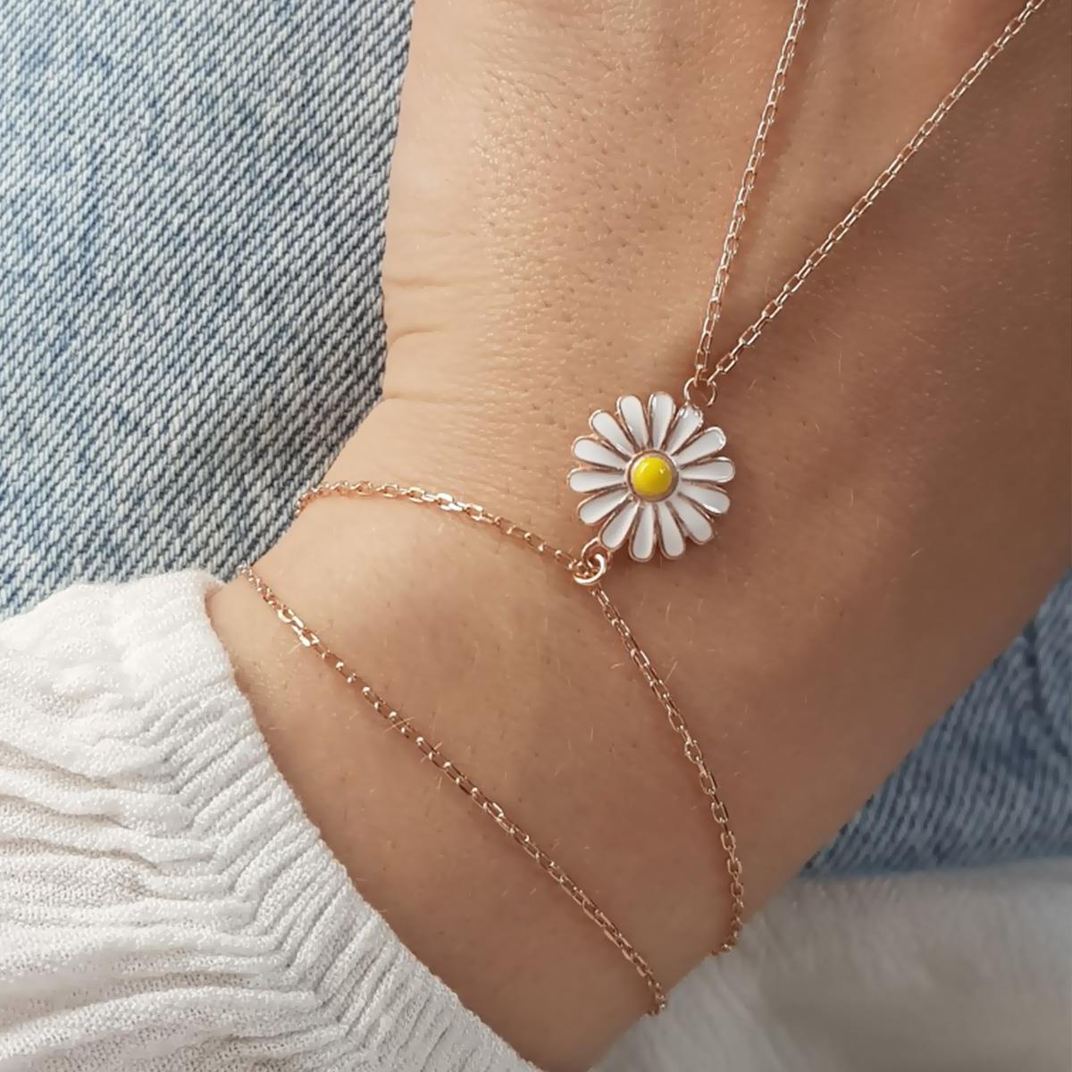 Papatya Mineli Rose Gold Kaplama 925 Ayar Gümüş Şahmeran