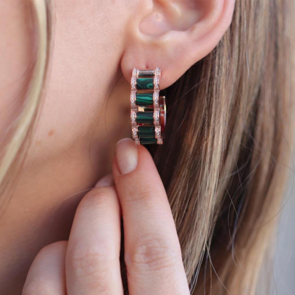 Peridot Taşlı Rose Gold Kaplama Gümüş Küpe