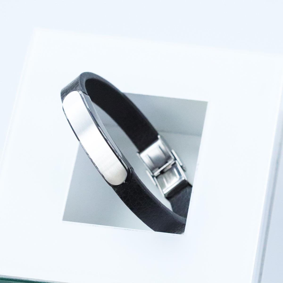 Plaka Deri Çelik Bileklik