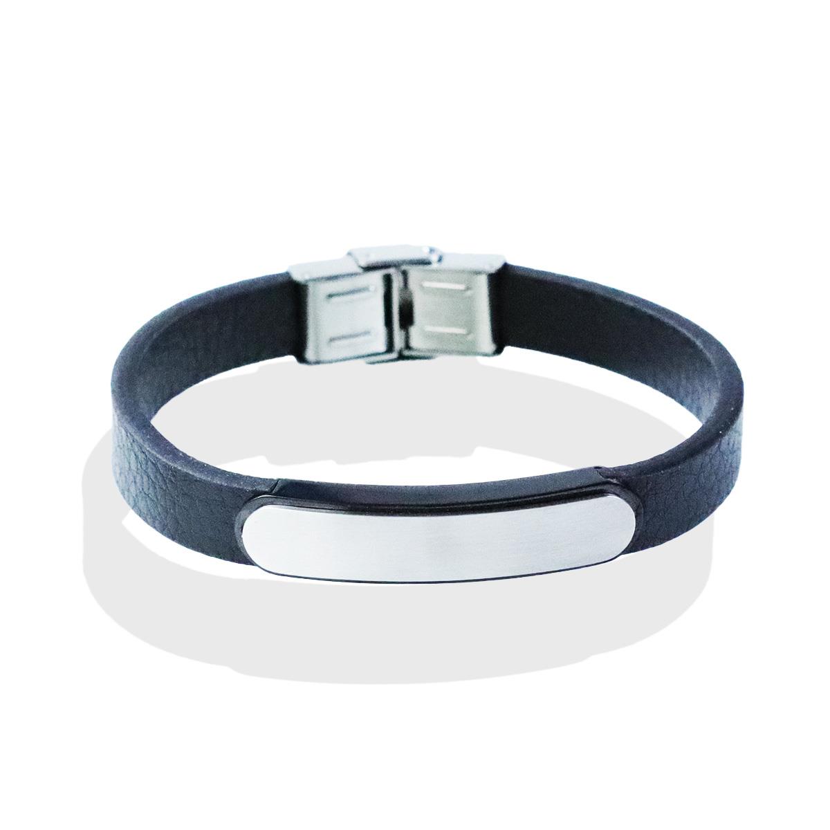 Plaka Deri Çelik Bileklik