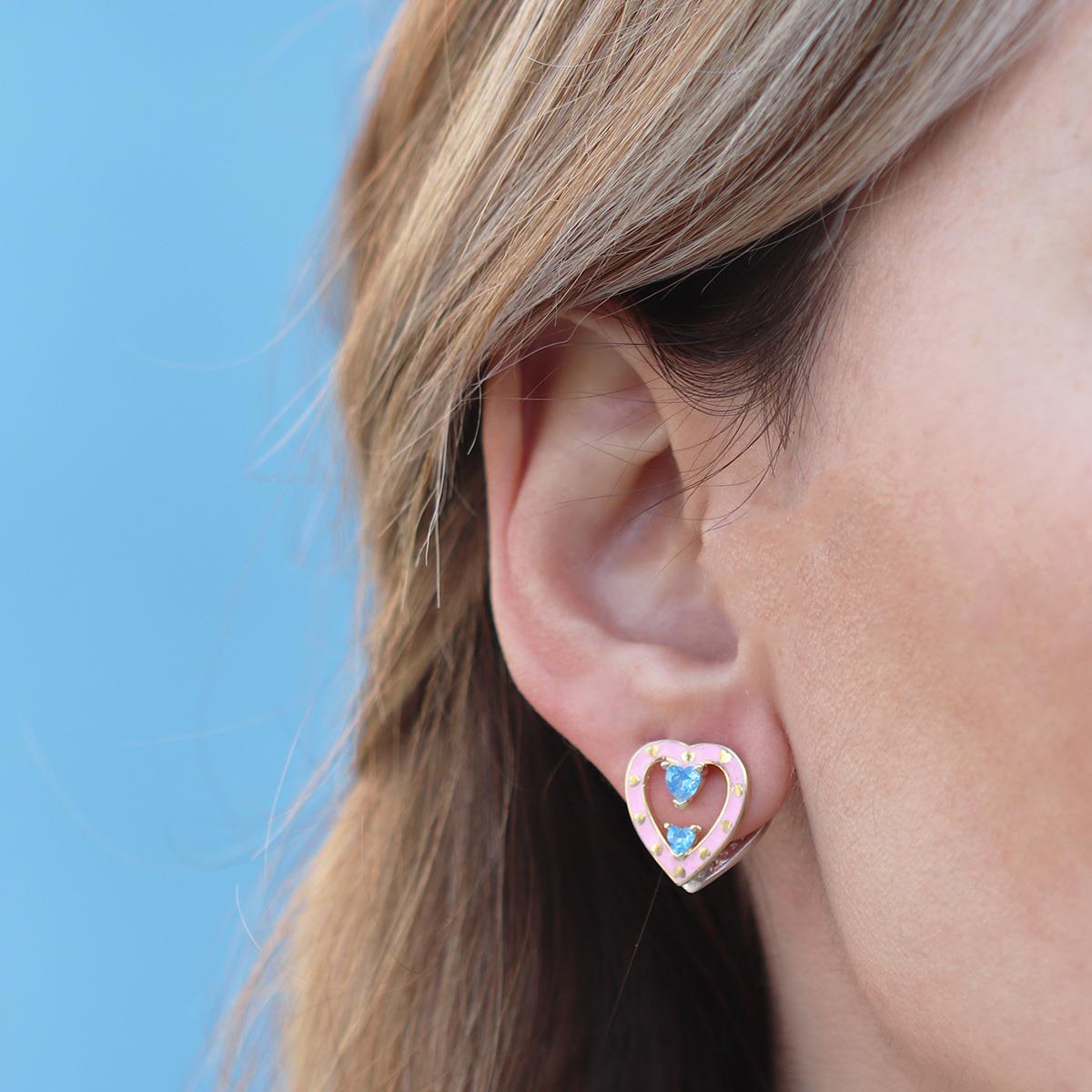 Queen Kalp Çift Taraflı Gümüş Küpe