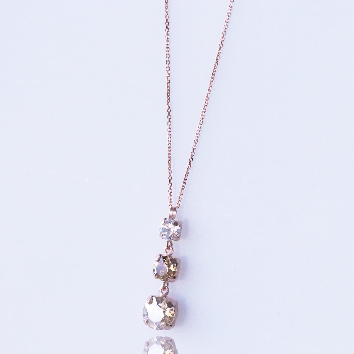 Renkli Swarovski Taşlı Rose Gold Kaplama Gümüş Kolye