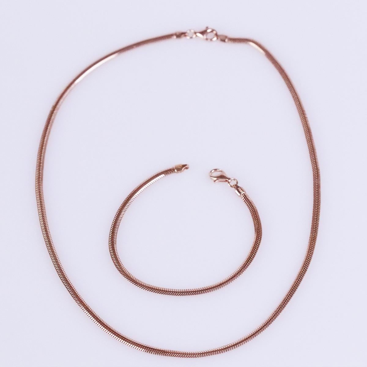 Rose Gold Kaplama İtalyan Zincir Gümüş Set