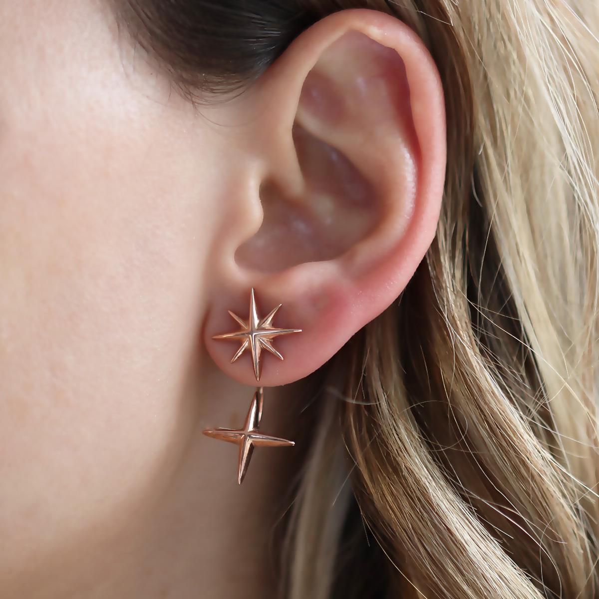 Rose Gold Kaplama Lodestar Gümüş Küpe