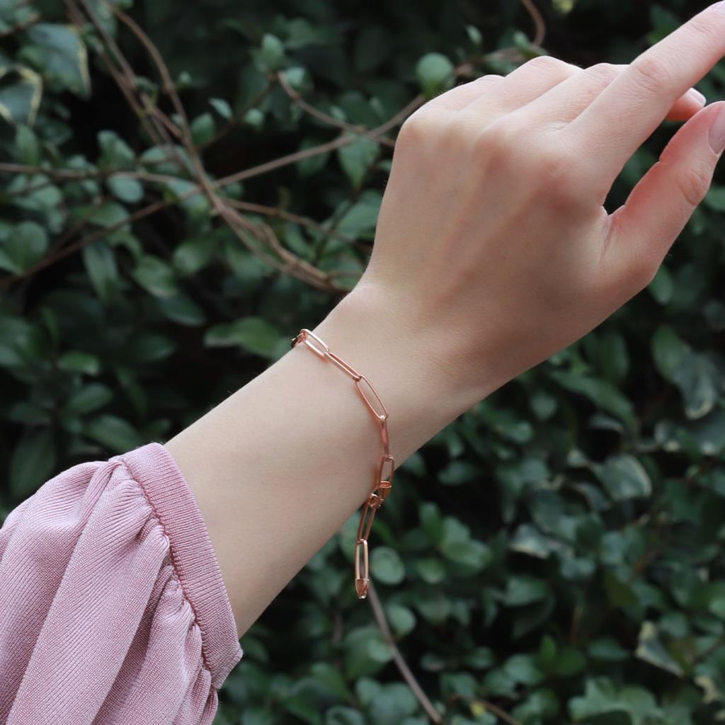 Rose Gold Kaplama Trend Geçme Zincir Gümüş Set