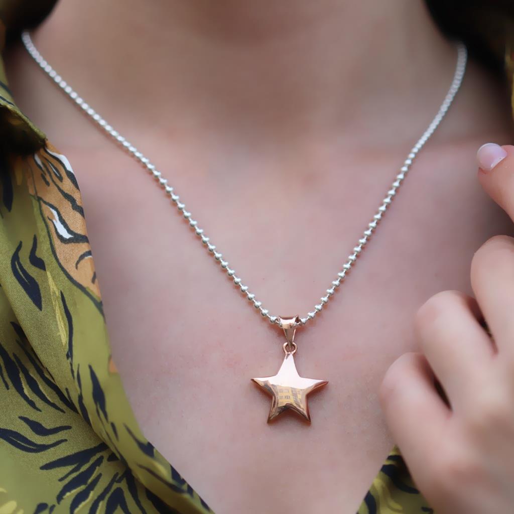 Rose Gold Kaplama Yıldız Gümüş Kolye