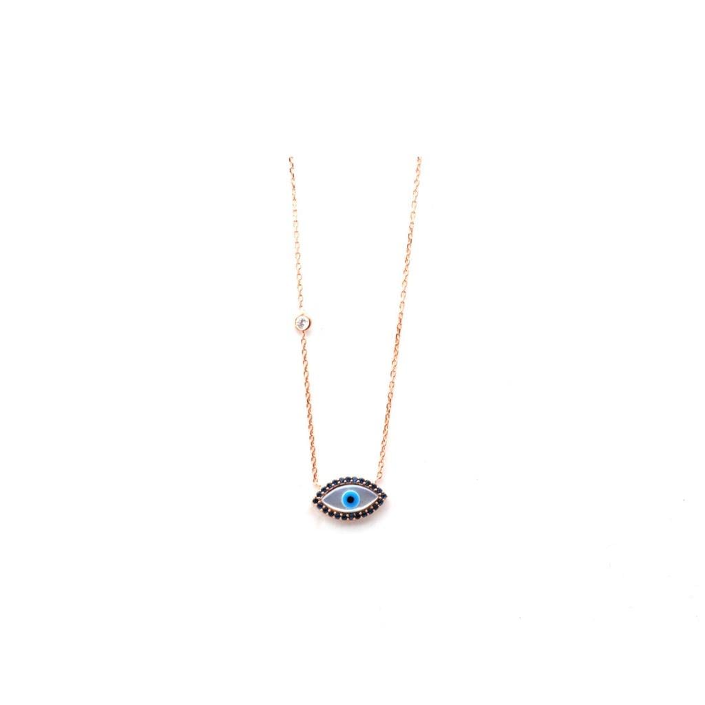 Rose Gold Kaplama Zirkon Taşlı Göz Kolye