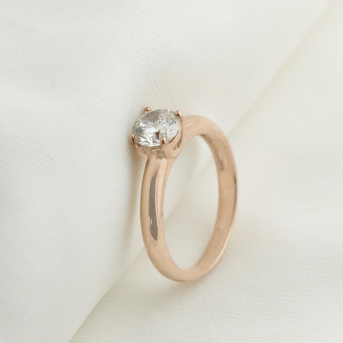 Round Kesim V Montür Rose Gold Sky Diamond Yüzük