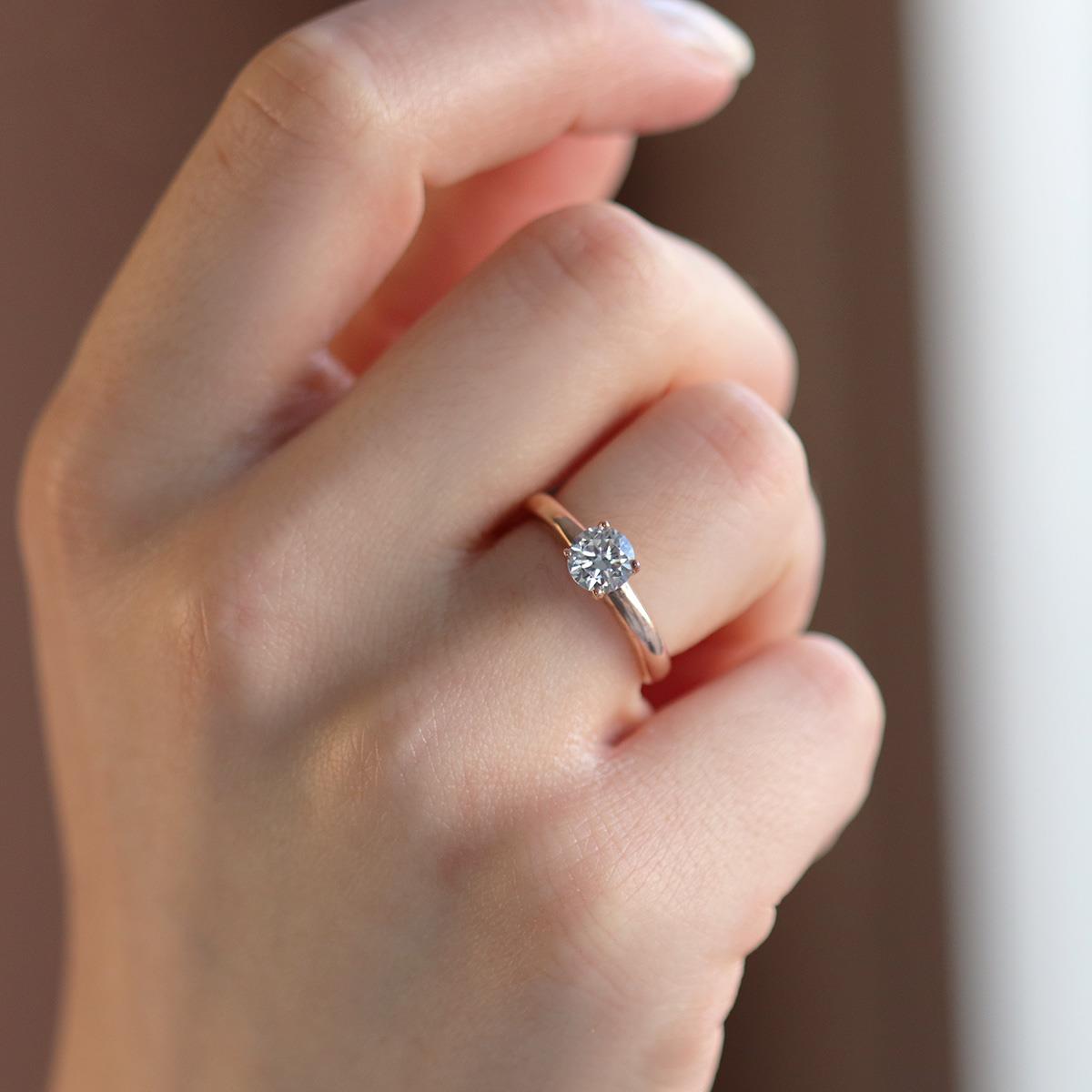 Round Kesim V Montür Rose Gold Sky Diamond Yüzük