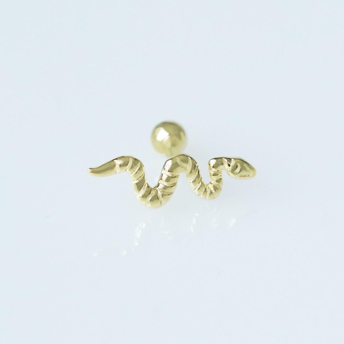 Serpent Modeli Gold Kaplama Gümüş Tragus